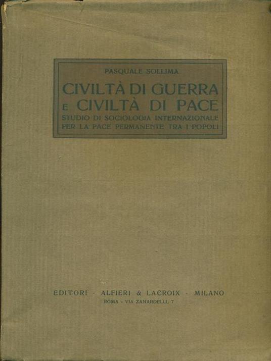 Civiltà di guerra e civiltà di pace - Pasquale Sollima - copertina