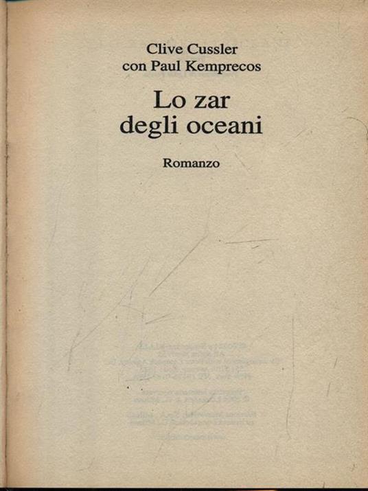 Lo zar degli oceani - Clive Cussler - copertina