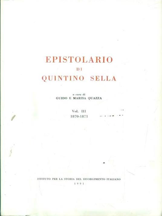 Epistolario - Quintino Sella - copertina