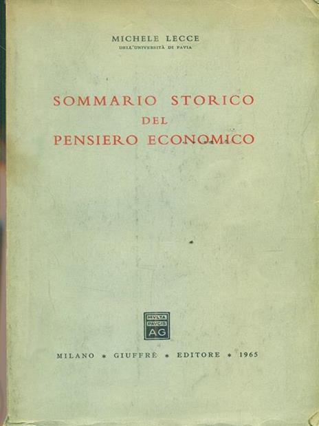 Sommario storico del pensiero economico - Michele Lecce - 3