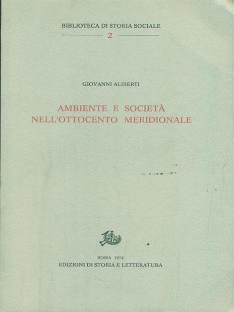 Ambiente e società nell'Ottocento meridionale - Giovanni Aliberti - copertina