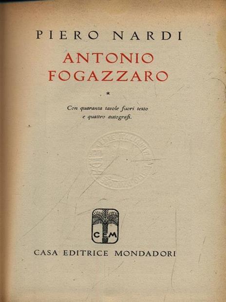 Antonio Fogazzaro - Piero Nardi - copertina