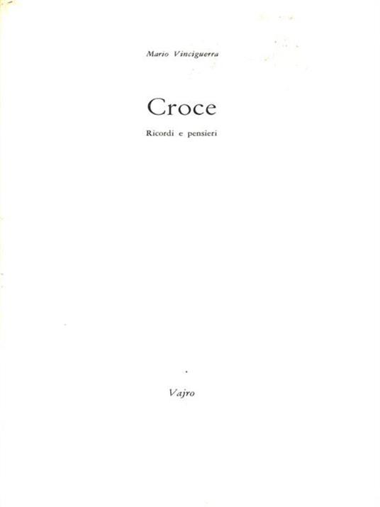 Croce Ricordi e pensieri - Mario Vinciguerra - copertina