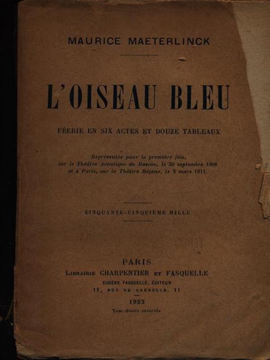 L' oiseau bleu - Maurice Maeterlinck - copertina