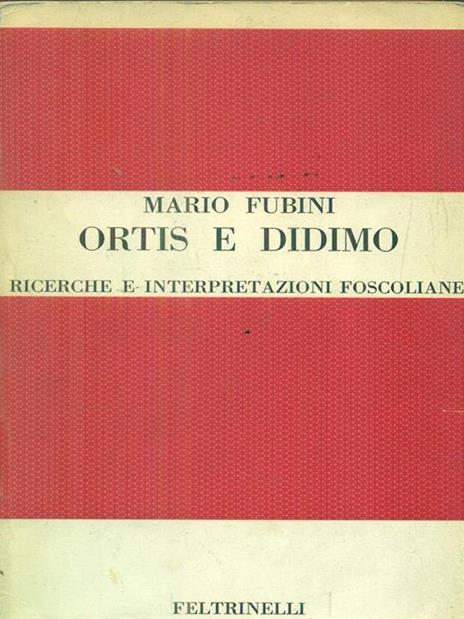 Ortis e didimo - Mario Fubini - copertina