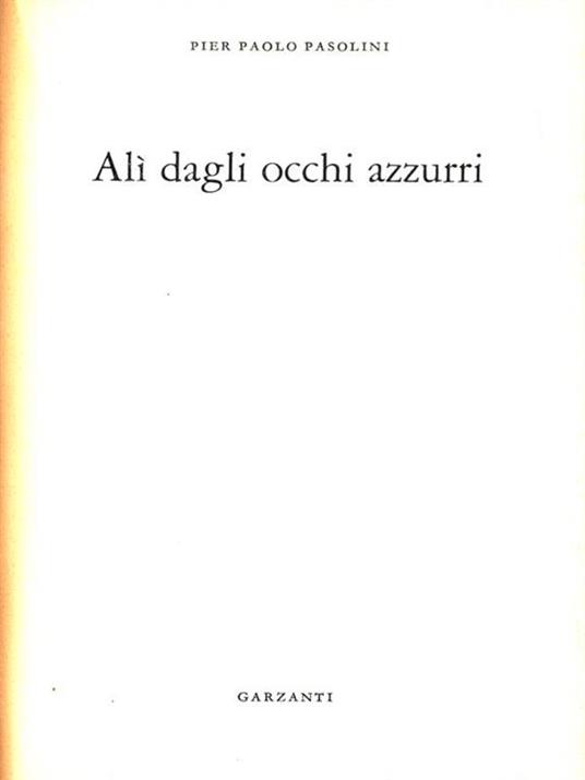 Alì dagli occhi azzurri - Pier Paolo Pasolini - copertina