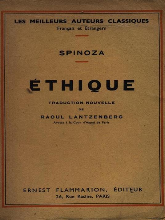 Ethique - Baruch Spinoza - copertina