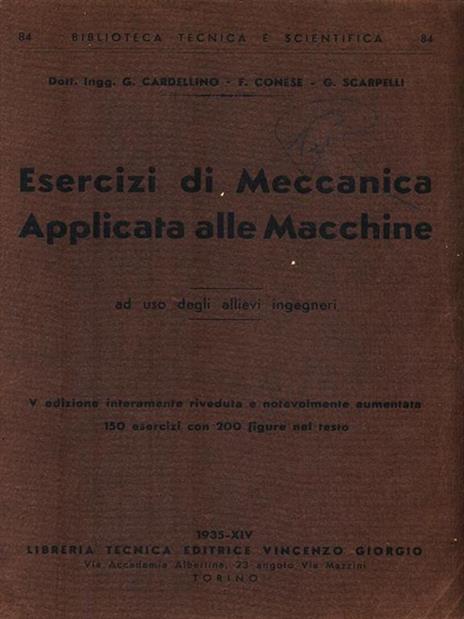 Esercizi di Meccanica Applicata alle Macchine - copertina