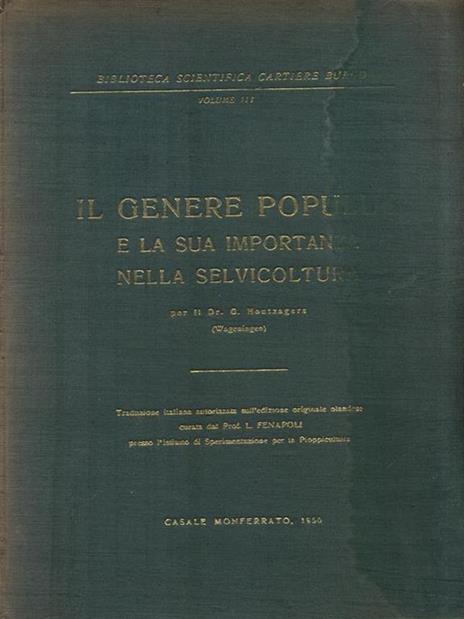 Il genere populus e la sua importanza nella selvicoltura - G. Houtzagers - copertina