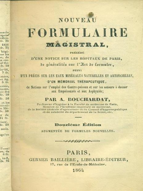 Nouveau Formulaire Magistral - A. Bouchardat - copertina