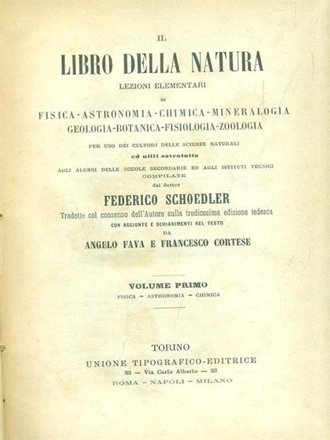 Il libro della natura. Volume 1 - Federico Schoedler - 2