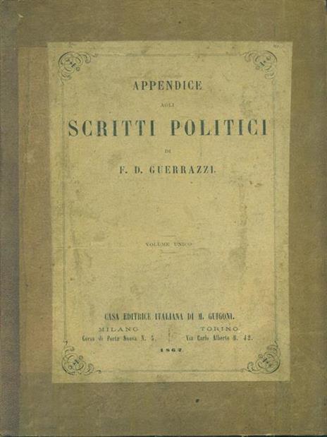Appendice agli scritti politici - Francesco D. Guerrazzi - copertina