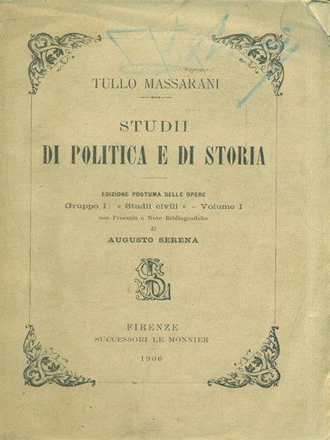 Studii di Politica e di Storia - Tullo Massarani - copertina