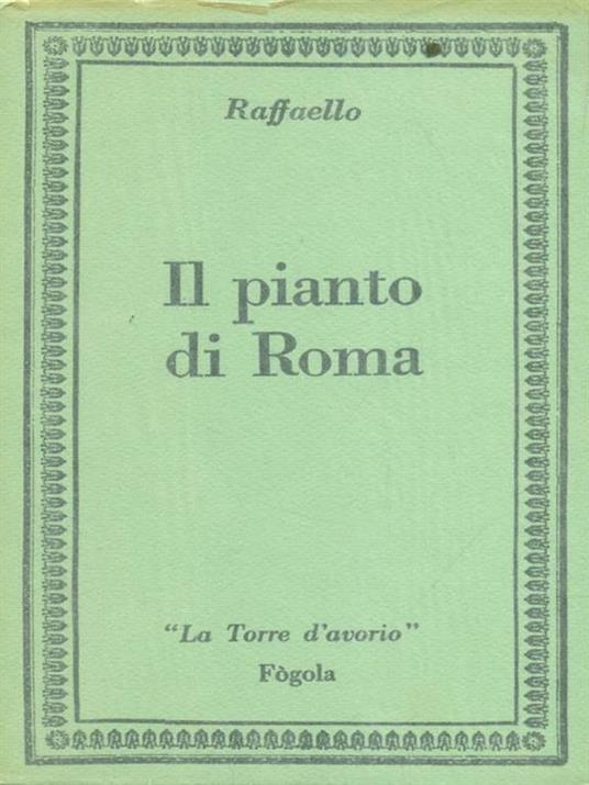 Il Pianto di Roma - Raffaello - copertina