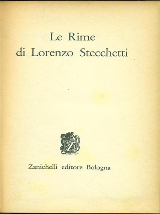 Le Rime - Lorenzo Stecchetti - copertina