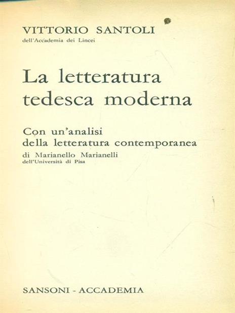 La letteratura tedesca moderna - Vittorio Santoli - copertina