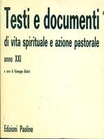 Testi e documenti di vita spirituale e azione pastorale