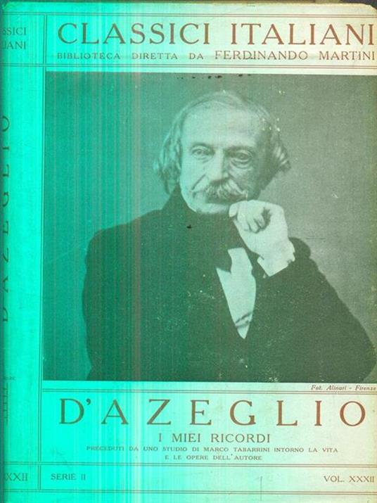 I miei ricordi - Massimo D'Azeglio - copertina