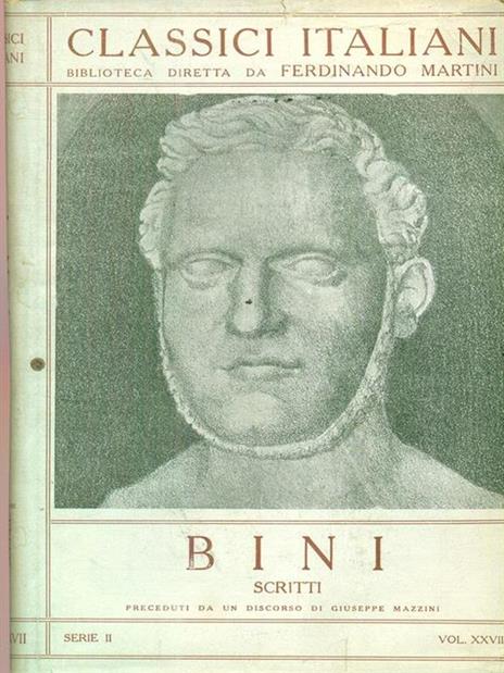 Scritti - Carlo Bini - copertina