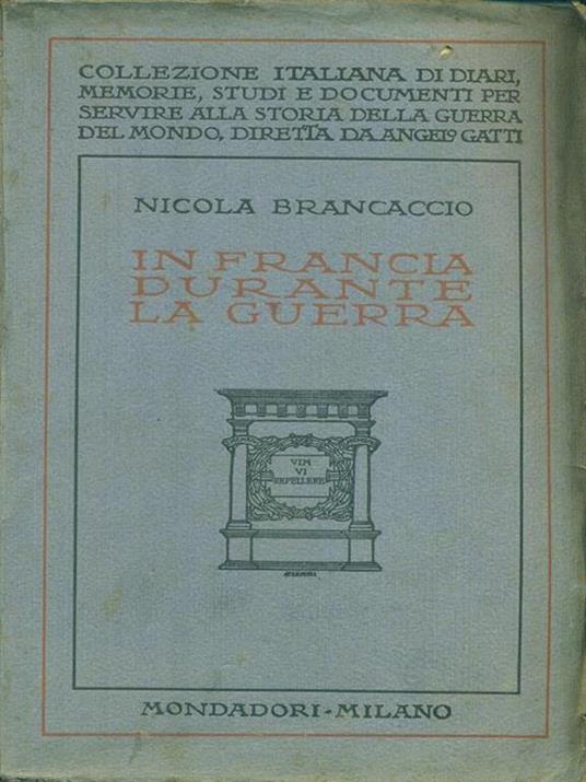 In Francia durante la guerra - Nicola Brancaccio - copertina