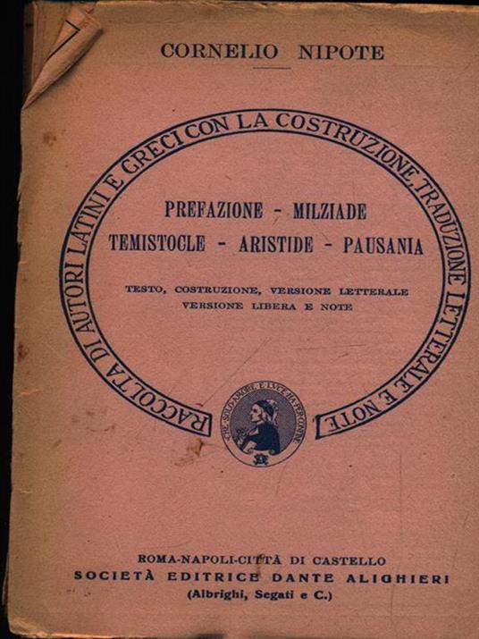 Prefazione Milziade Temistocle Aristide Pausania - Cornelio Nipote - copertina