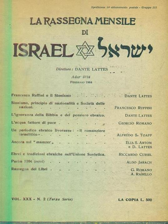 La Rassegna mensile di Israel. Vol XXX. n. 2 - 2