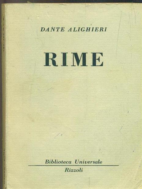 Rime Dante Alighieri Libro Usato BUR Biblioteca Univ