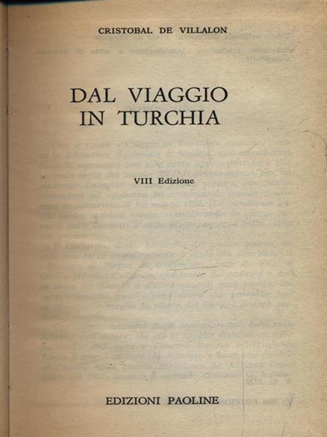 Dal viaggio in Turchia - Cristobal de Villalon - copertina