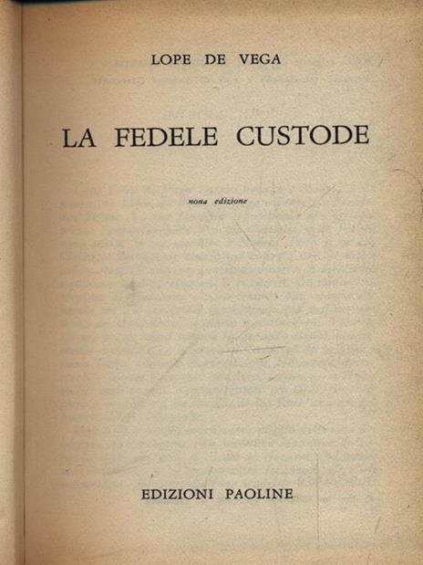 La fedele custode - Lope de Vega - copertina