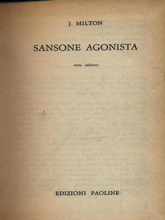 Sansone antagonista - J. Milton - copertina