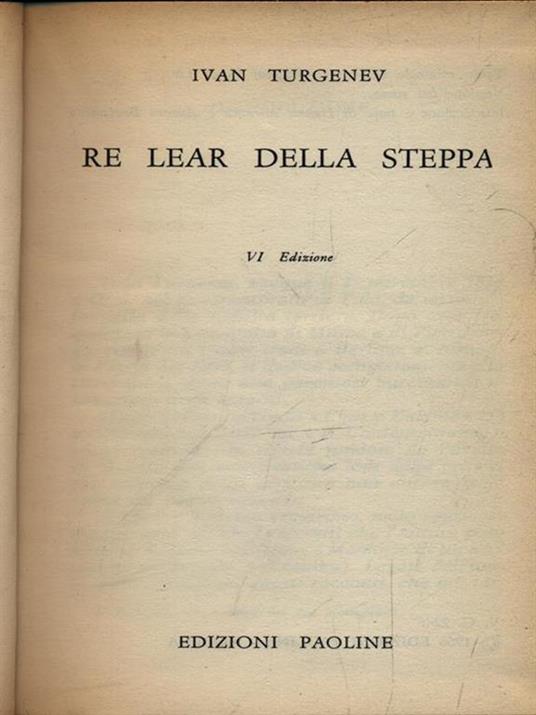 Re Lear della steppa - Ivan Turgenev - copertina