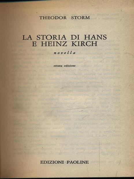 La storia di Hans e Heinz Kirch - Theodor Storm - copertina