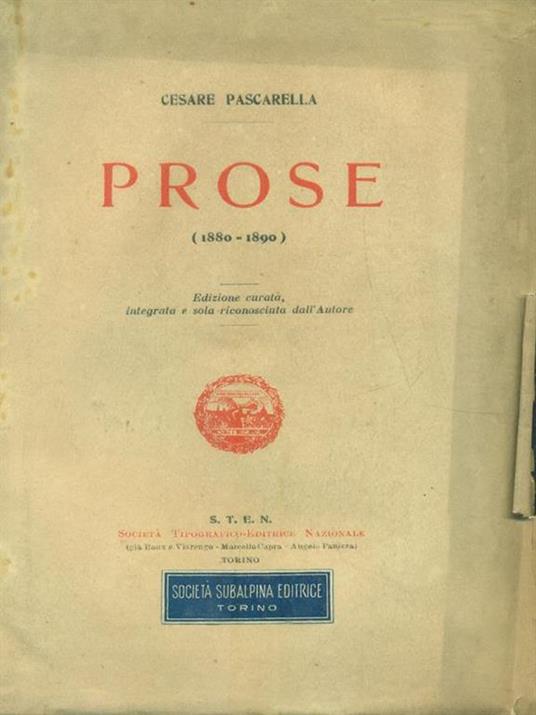   Prose (1880-1890) - Cesare Pascarella - copertina