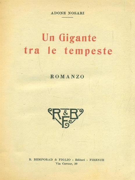 Un gigante tra le tempeste - Adone Nosari - copertina