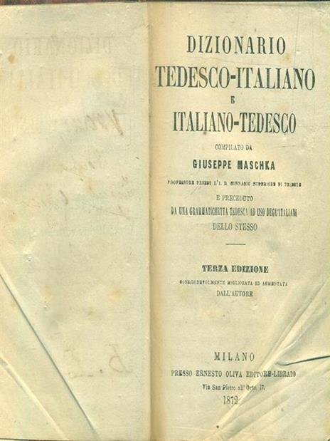   Dizionario tedesco-italiano e italiano-tedesco - Giuseppe Maschka - copertina