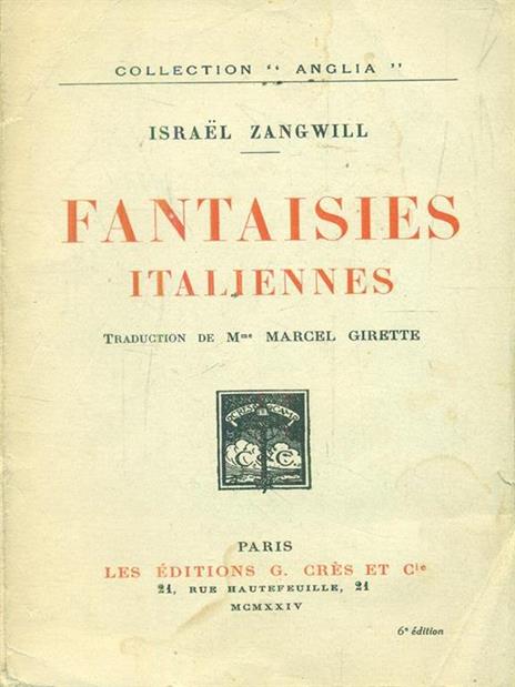 Fantaisies italiennes - Israel Zangwill - copertina