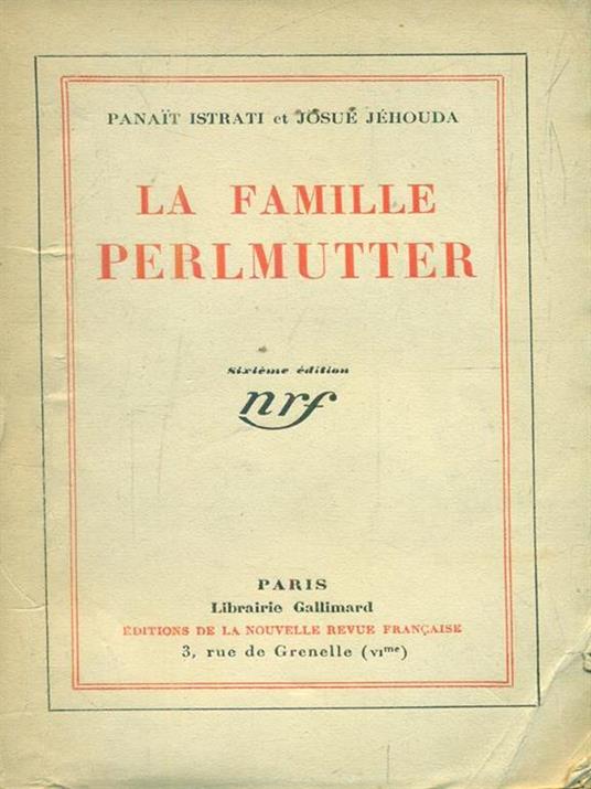 La famille perlmutter - Panait Istrati - copertina
