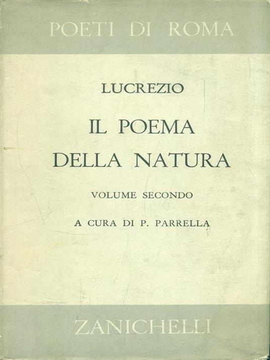 Il poema della natura. Volume 2 - Tito Lucrezio Caro - copertina