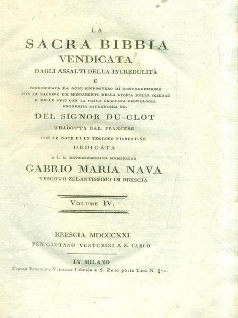 La Sacra Bibbia vendicata. Volume IV - 2