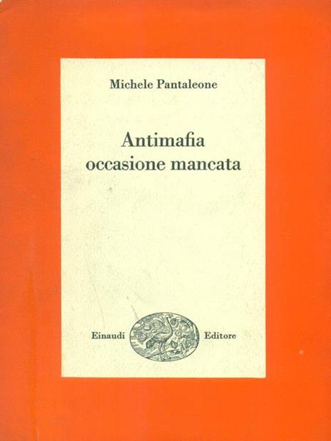   Antimafia occasione mancata - Michele Pantaleone - copertina