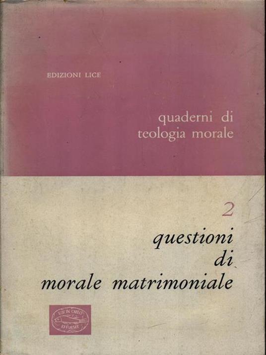 Questioni di morale matrimoniale - copertina