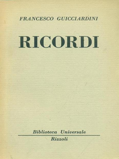 Ricordi - Francesco Guicciardini - copertina