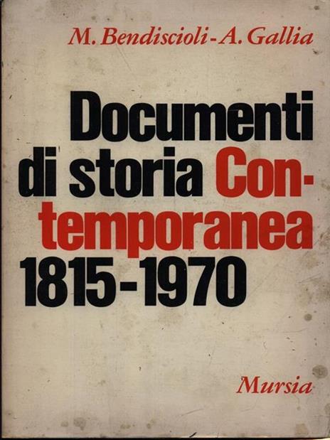 Documenti di storia contemporanea - Mario Bendiscioli - copertina