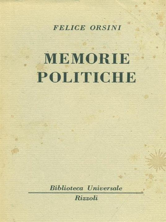   Memorie politiche - Felice Orsini - copertina