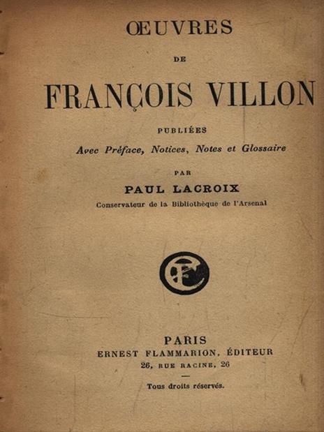   Oeuvres de Francois Villon - Paul Lacroix - 3