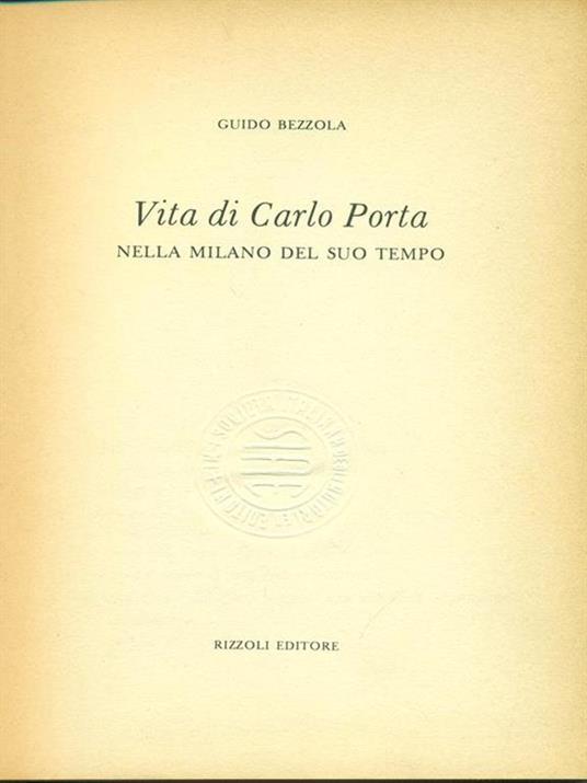   Vita di Carlo Porta - Guido Bezzola - copertina