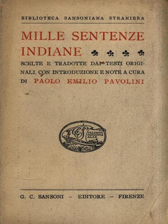   Mille sentenze indiane - Paolo Pavolini - copertina