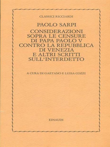   Considerazioni sopra le censure di Papa Paolo V - Paolo Sarpi - 3