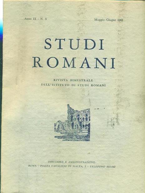 Studi romani Anno IX - N. 3/ Maggio-giugno 1961 - copertina