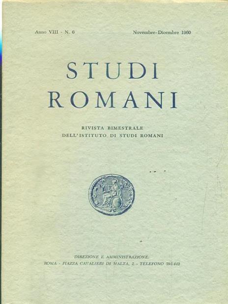   Studi romani Anno VIII- N. 6/ Novembre-dicembre 1960 - 2